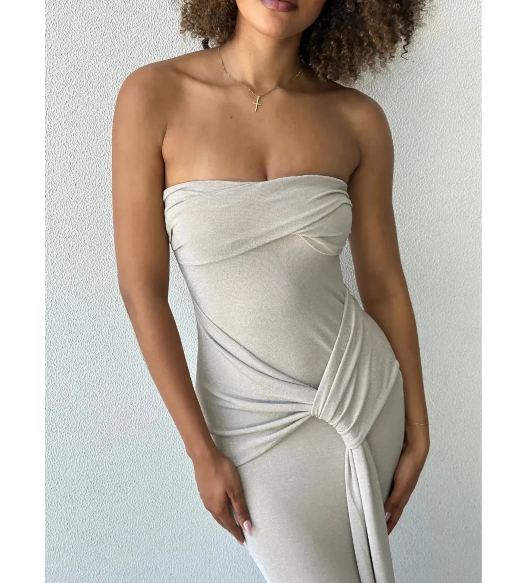 Lexi Tiffany Maxi Dress Champagne Size AU 6 for rent on The Volte - main image