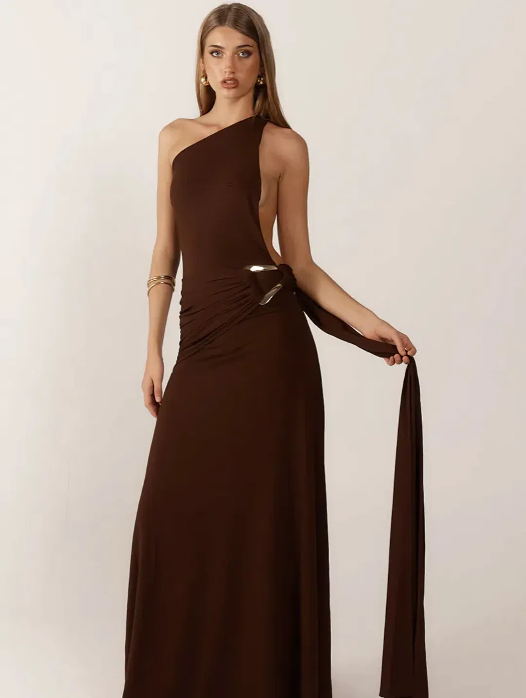 Ance Giria Gaia Gown Brown Maxi Size AU 10 for rent on The Volte - main image