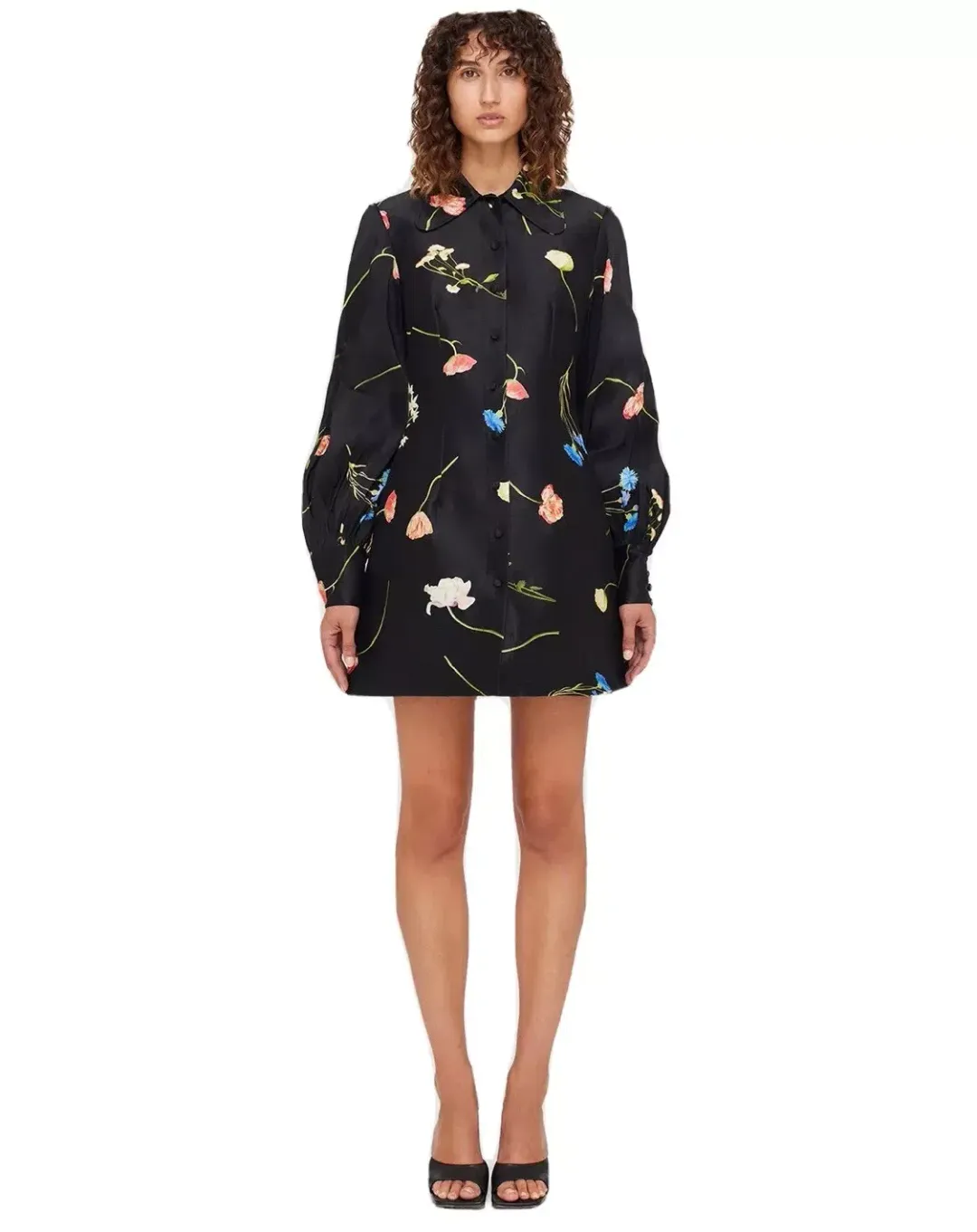 Leo Lin The Fields Linen Mini Dress Black Size 8 for rent on The Volte - main image