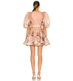 Zimmermann Dancer Puff Sleeve Mini Dress Blush Garden Floral Size 2 /Au 12 for rent on The Volte - image 2