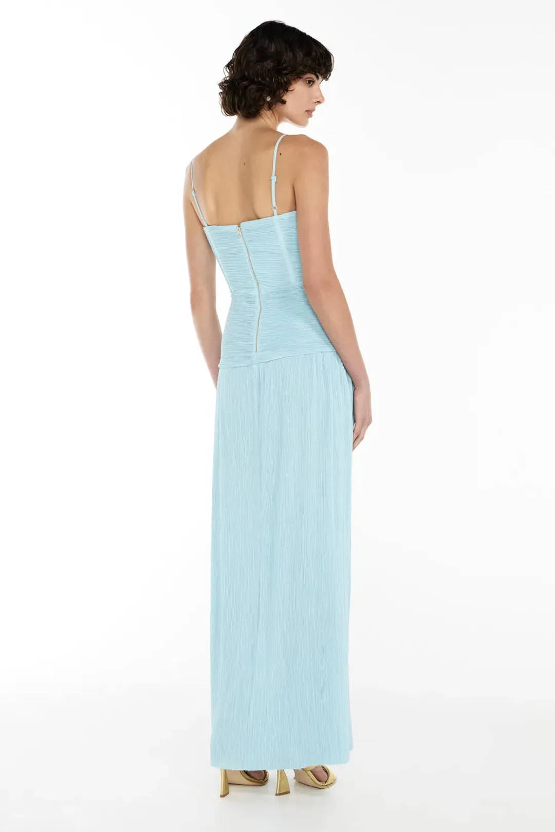 Manning Cartell Double Time Pleat Maxi Dress Aqua Spritz Blue Size 16 for rent on The Volte - main image