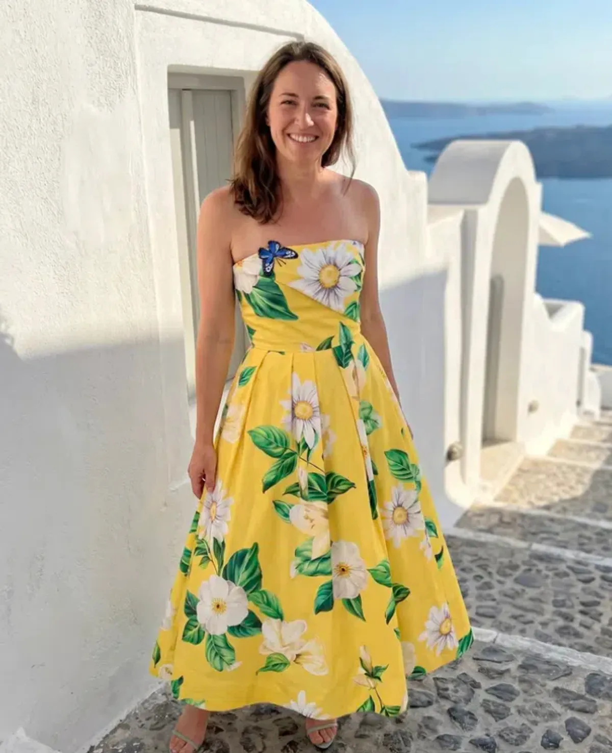 Leo Lin Lynn Bustier Midi Dress Joie Print in Sunshine Size 10 - Image 1