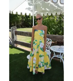 Leo Lin Lynn Bustier Midi Dress Joie Print in Sunshine Size 10 for rent on The Volte - image 2