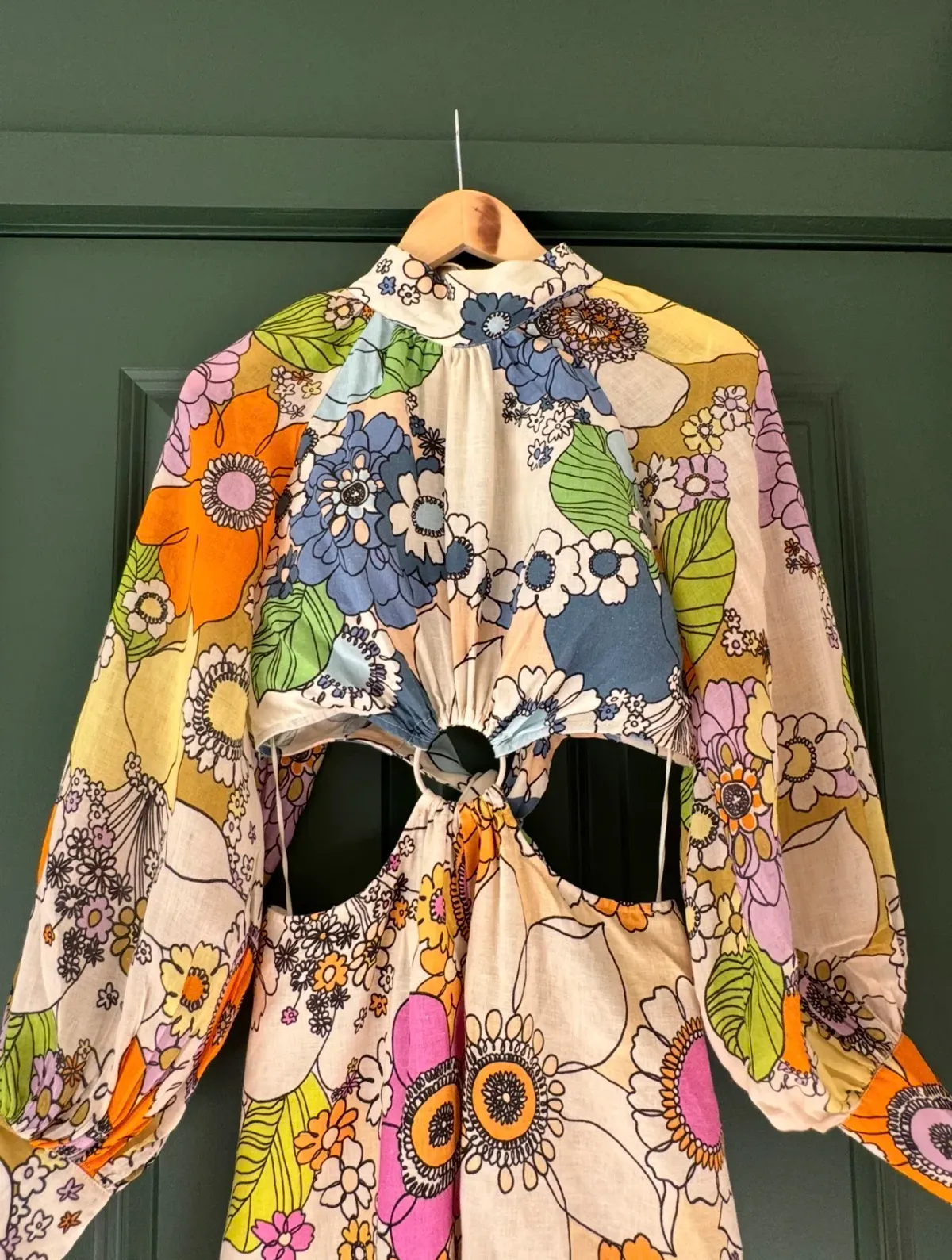 Alemais Farrah Cut Out Midi Dress Floral Size AU 12 - Image 2