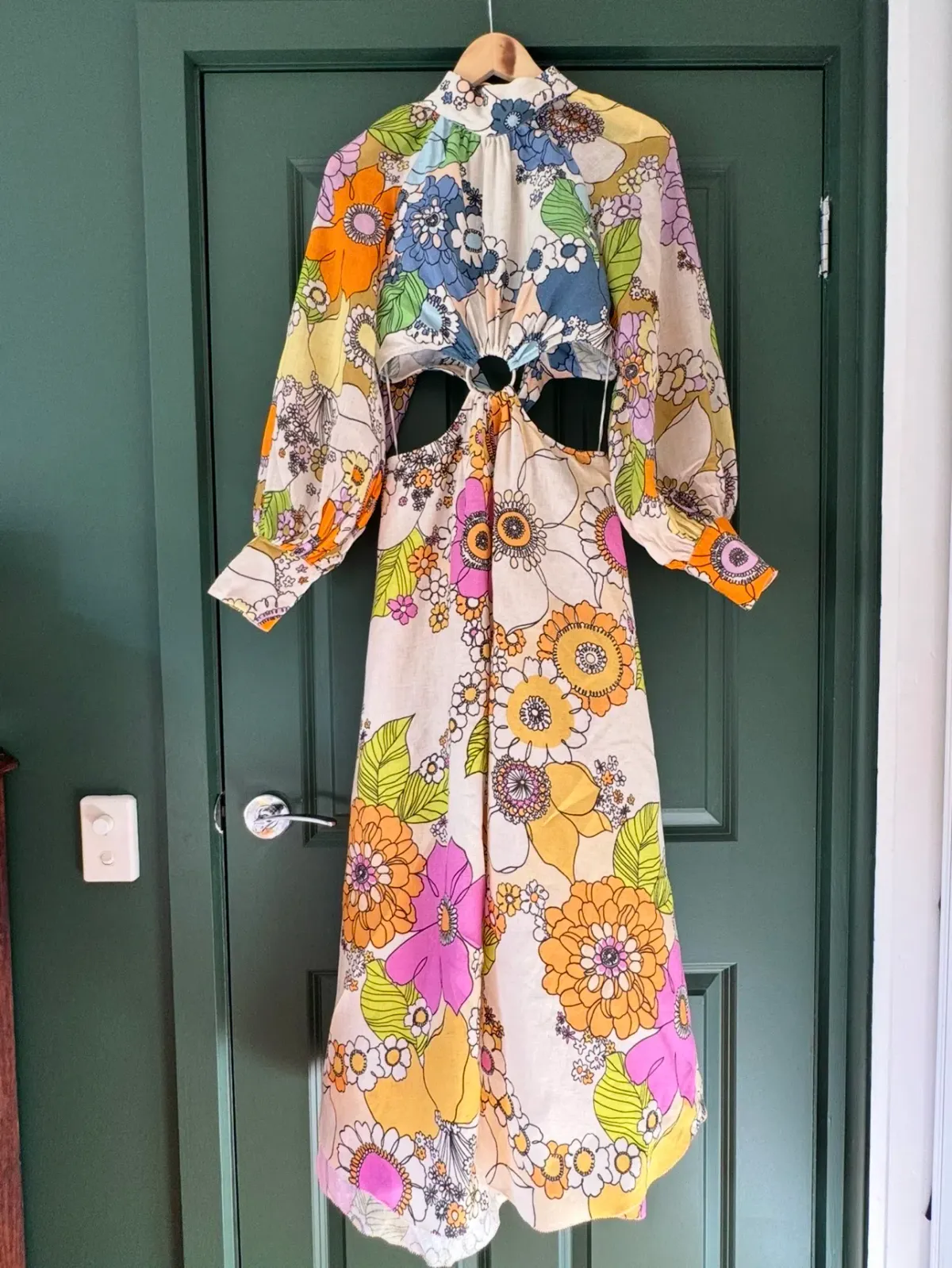 Alemais Farrah Cut Out Midi Dress Floral Size AU 12 - Image 1