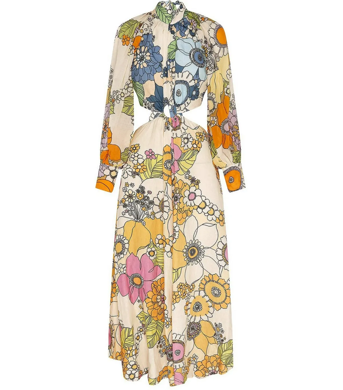 Alemais Farrah Cut Out Midi Dress Floral Size AU 12 - Image 5