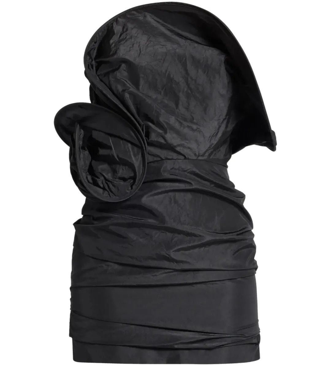 Magda Butrym Sculptural Rose Mini Dress Black Size 8 for rent on The Volte - main image