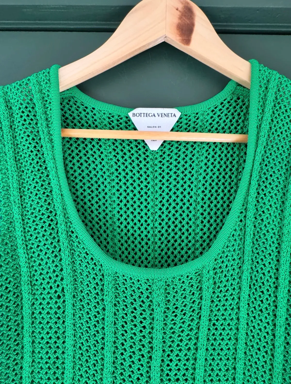 Bottega Veneta Mesh Knit Mini Dress in Bottega Green Size 12 - Image 2