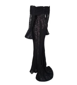 House of CB Belle Off Shoulder Floral Lace Maxi Dress Black Size AU 14 for rent on The Volte - image 7