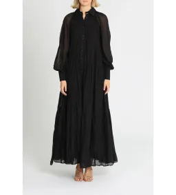 AJE Musing Smock Maxi Dress Black Size 8 for rent on The Volte - image 1