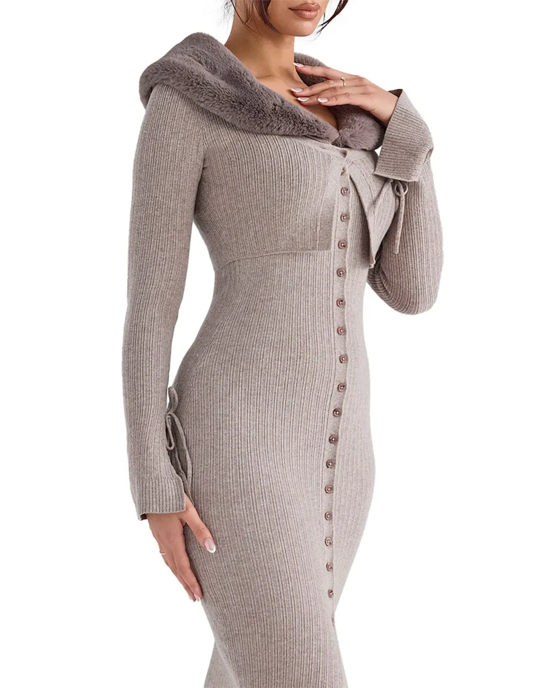 House Of CB Dahlia Cashmere Cardigan Beige Size AU 14 for rent on The Volte - main image