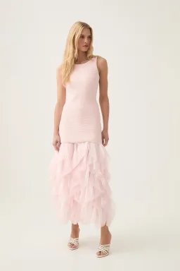 Aje Elations Knit Maxi Dress in Pastel Pink Size XS / AU 6 for rent on The Volte - image 1