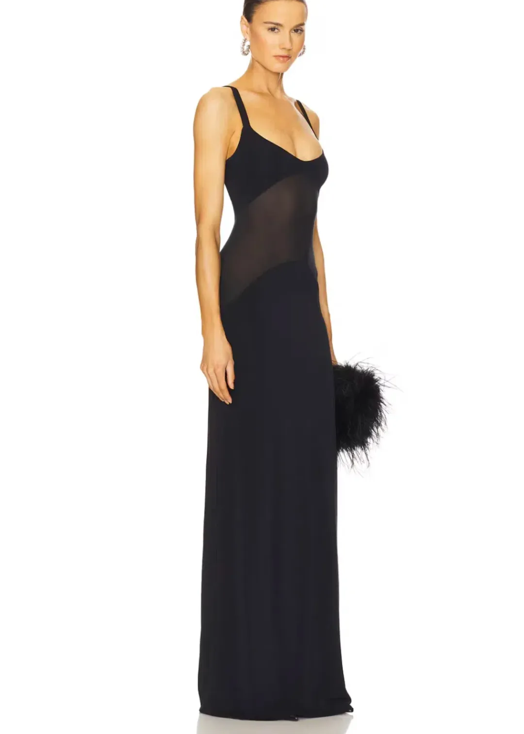 Helsa Sheer Knit Curve Maxi Dress in Black for rent on The Volte - main image