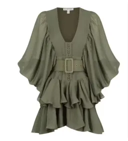 Shona Joy Charlotte Plunge Mini Dress Khaki Size 14 for rent on The Volte - image 3