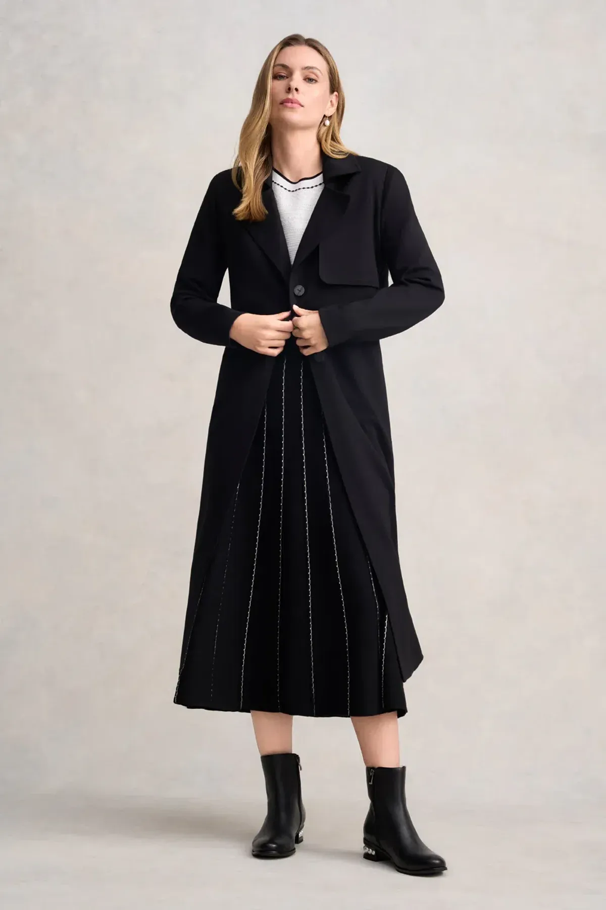 Blue Illusion Ponte Trench Coat in Black Size S / AU 10 - Image 1