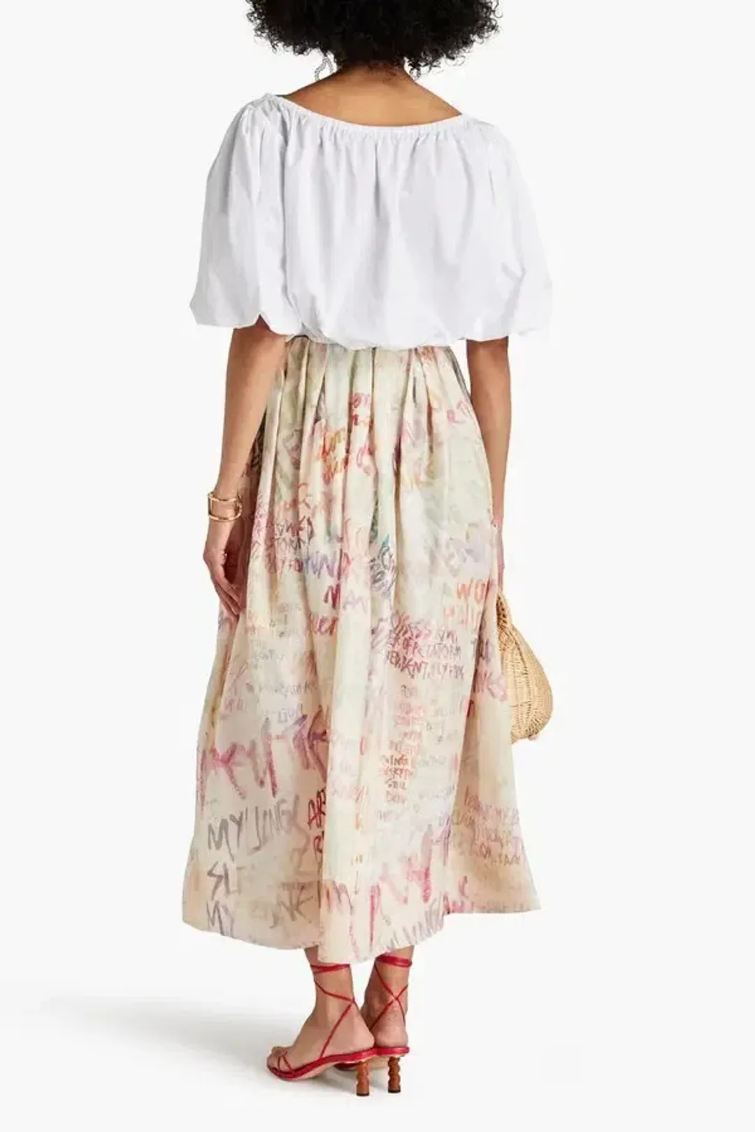 Zimmermann Dancer Gathered Maxi Skirt Ivory Graffiti Size 1 / AU 10 for rent on The Volte - main image