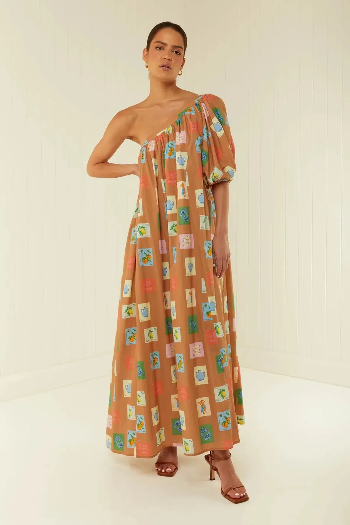 Palm Noosa Lotus Maxi Dress in Brown Print Size 12 - Image 5