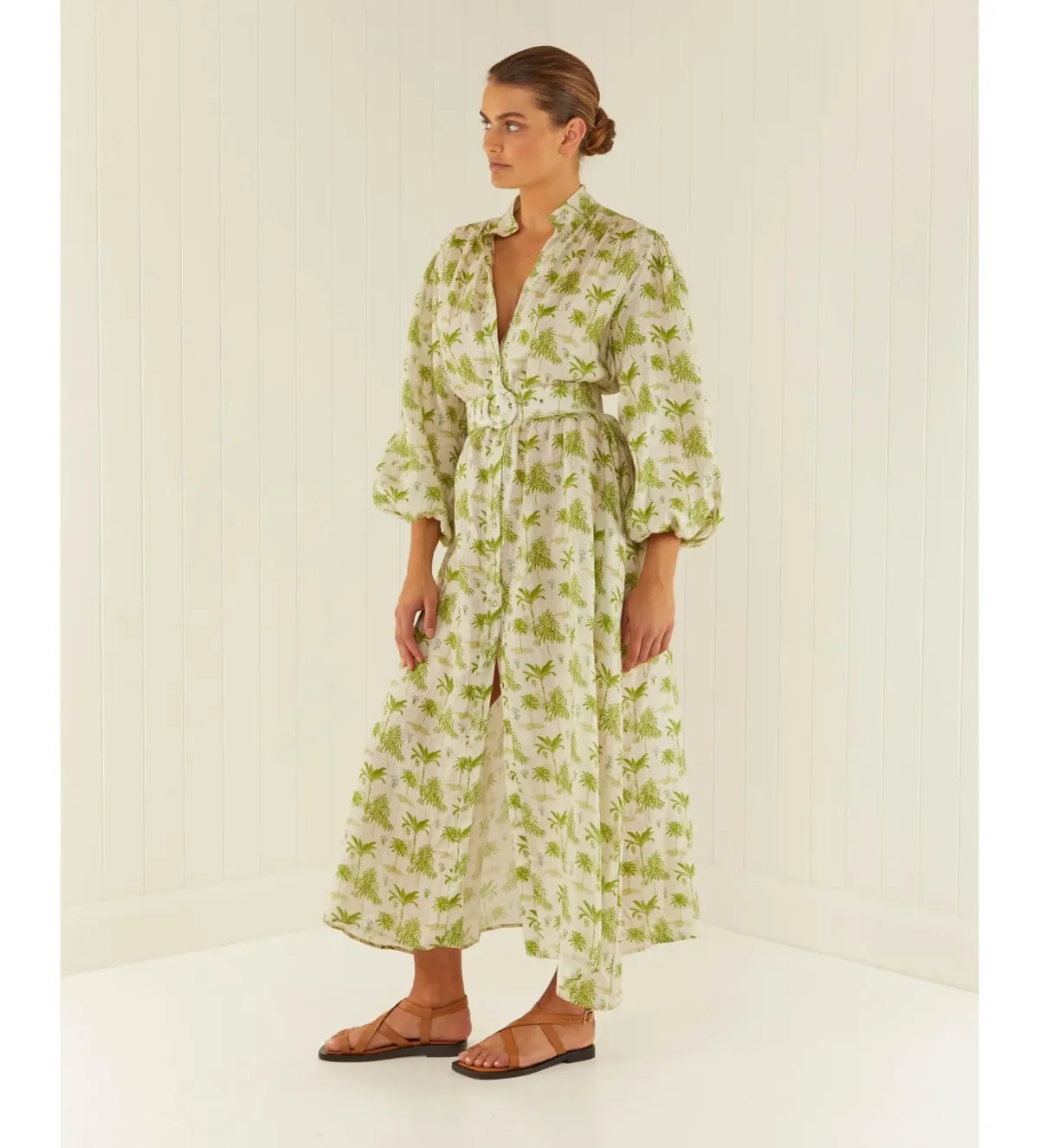 Palm Noosa Noddy Belted Shirt Dress in Green Palms Size 10 - Image 2