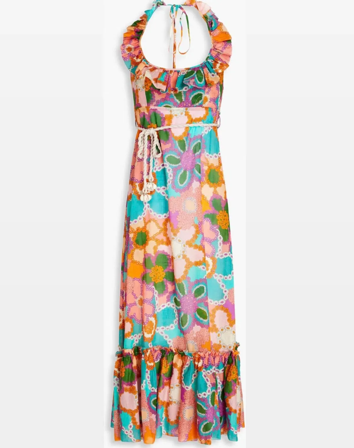 Zimmermann Lola Frilled Ruffled Halterneck Midi Dress Floral Size 0 / AU 8 - Image 3