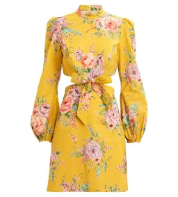 Zimmermann Zinnia Bow Cut Out Mini Dress Golden Floral Size 0/AU 8 for rent on The Volte - image 6