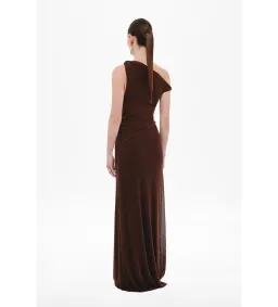 Misha Sisal Mesh Maxi Dress in Espresso Size 8 for rent on The Volte - image 3