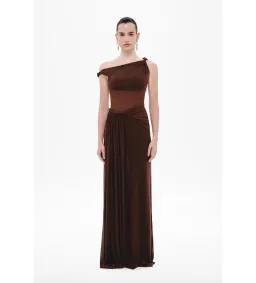 Misha Sisal Mesh Maxi Dress in Espresso Size 8 for rent on The Volte - image 1
