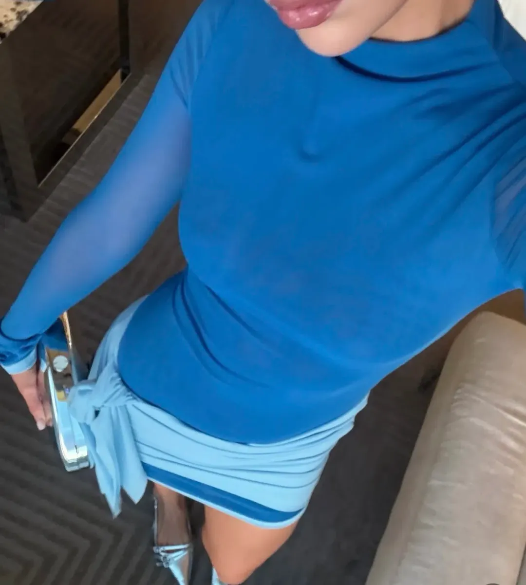 Benni Kingsley Mini Dress Blue Size 8 for rent on The Volte - main image