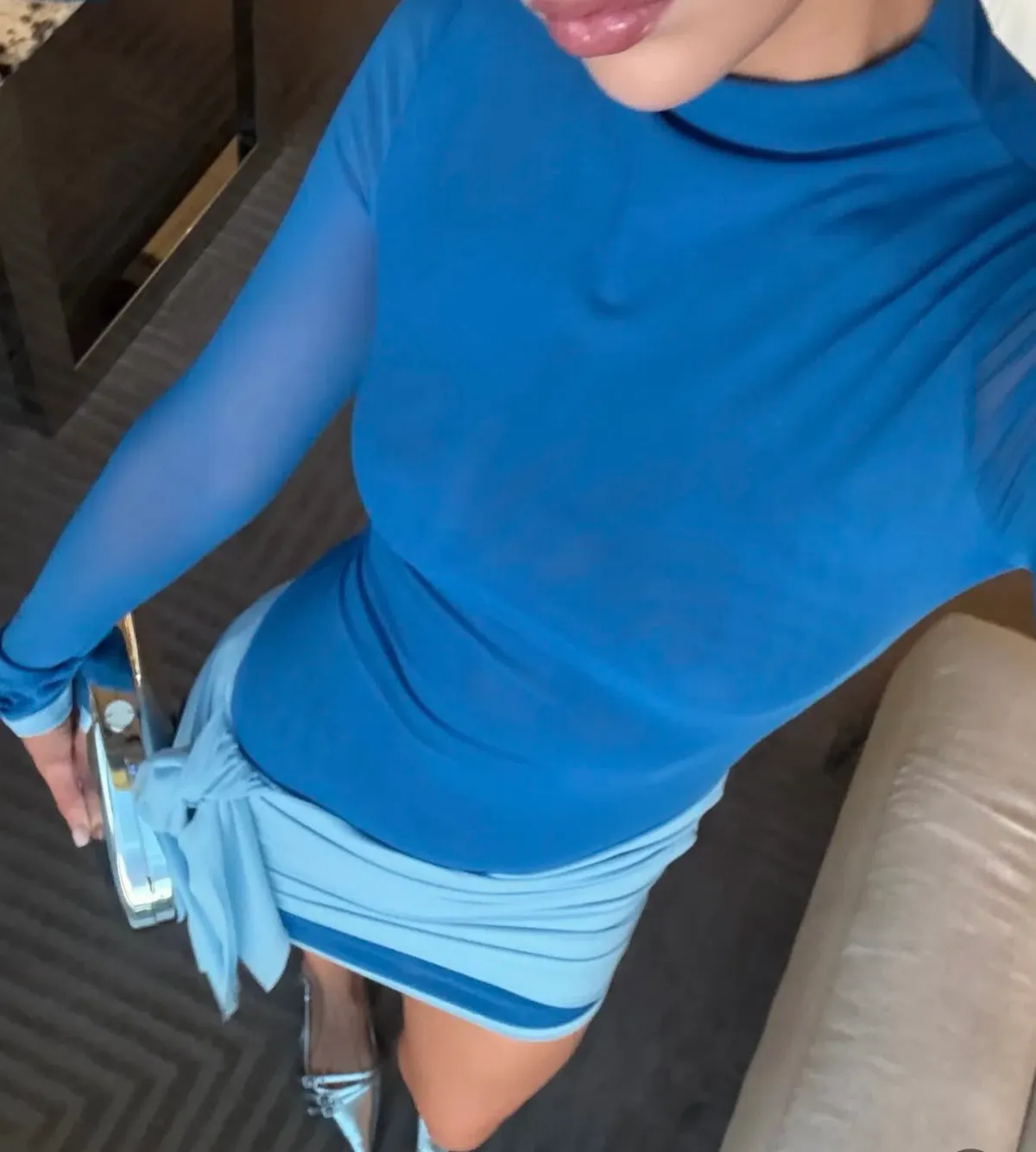 Benni Kingsley Mini Dress Blue Size 8 for rent on The Volte - main image