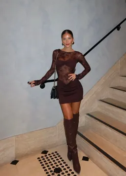 Benni Oskar Mini Dress- Brown- Size 6 for rent on The Volte - image 3