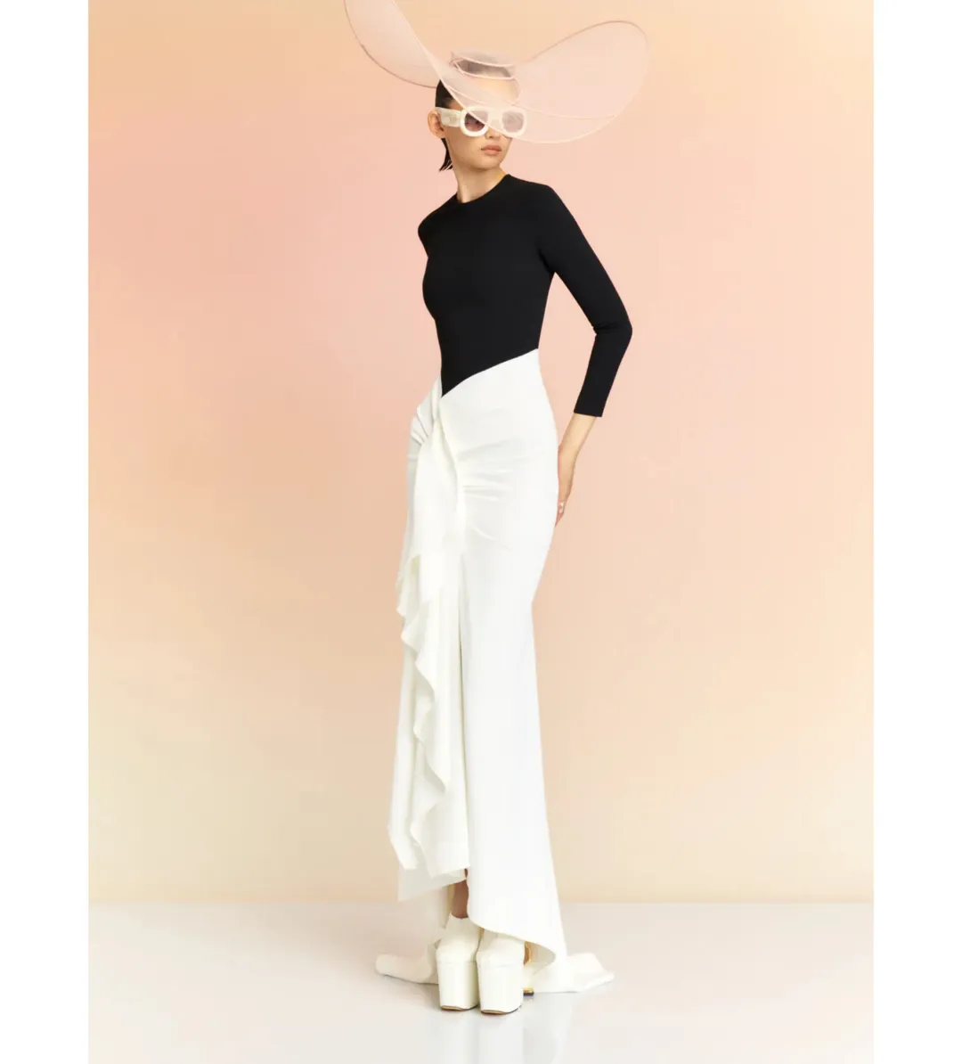 Solace London Nia Maxi Dress Black and Cream Size 8 for rent on The Volte - main image