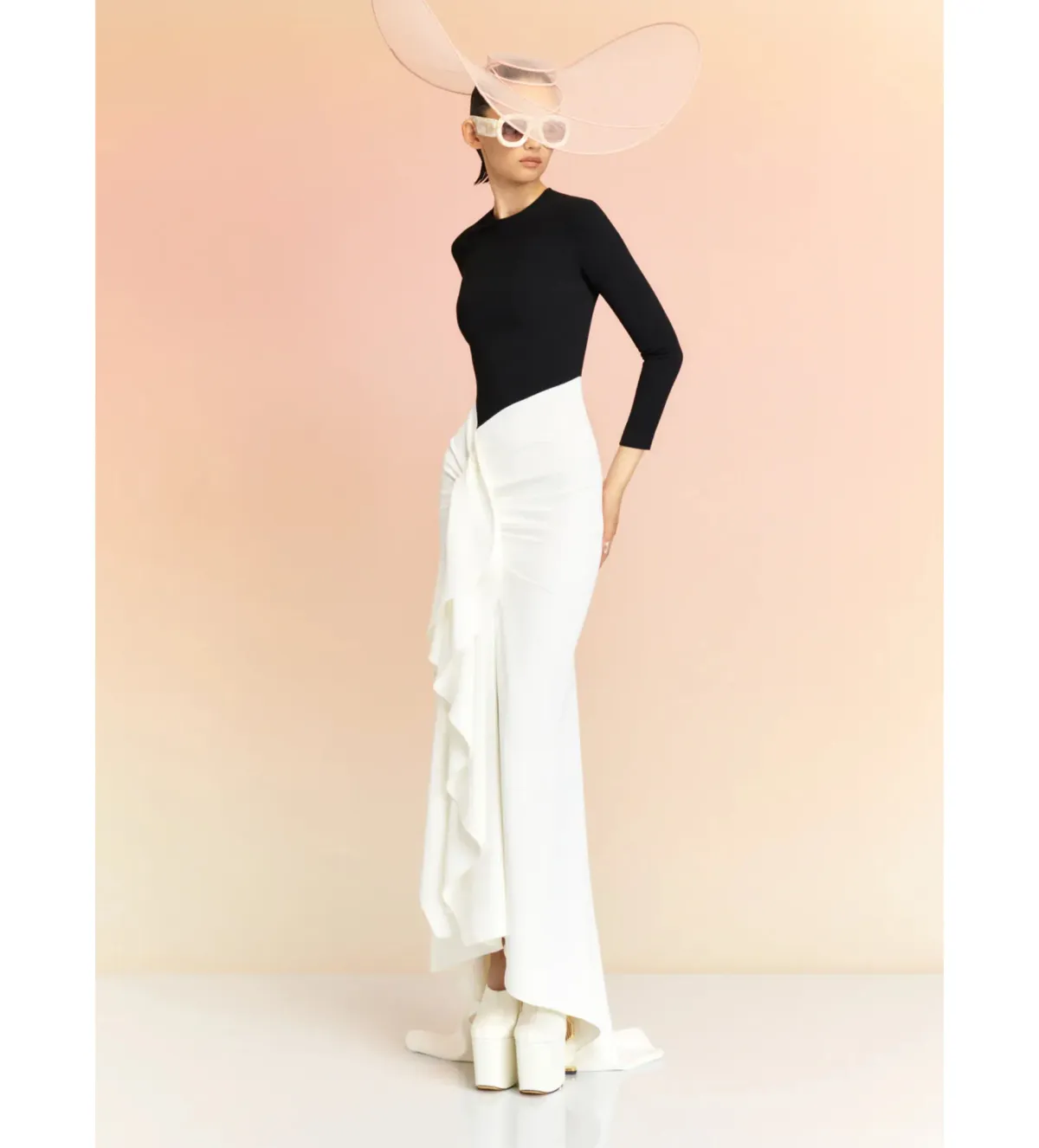 Solace London Nia Maxi Dress Black and Cream Size 8 - Image 1