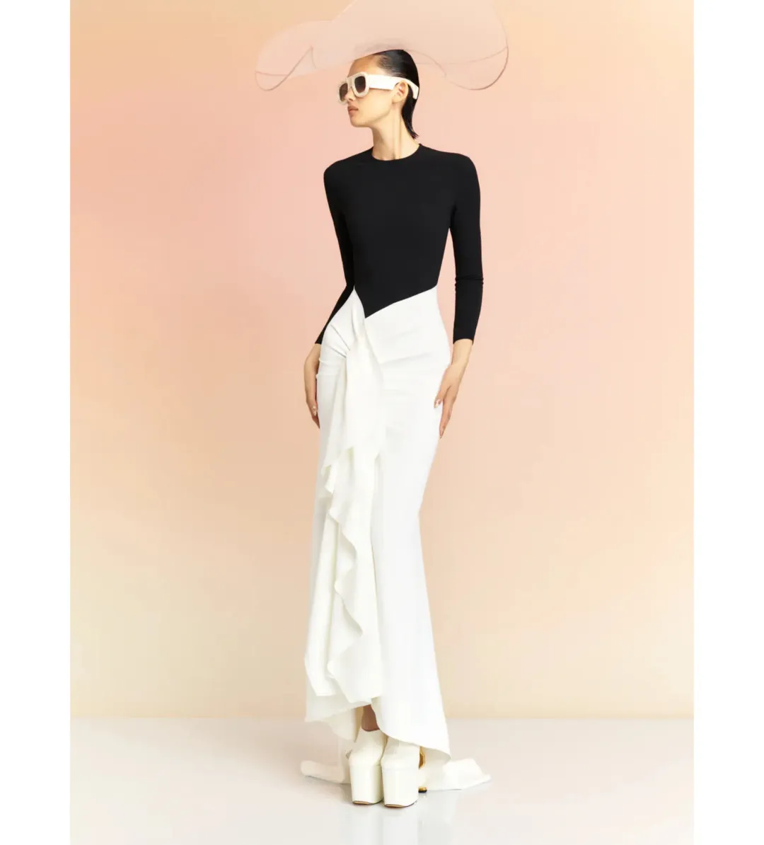 Solace London Nia Maxi Dress Black and Cream Size 8 for rent on The Volte - main image