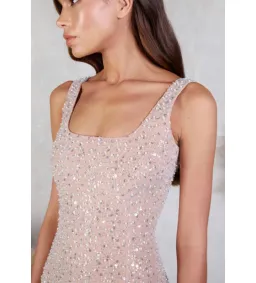 Nadine Merabi Lulu Embellished Feather Trim Midi Dress In White Size XL/AU 16 for rent on The Volte - image 4