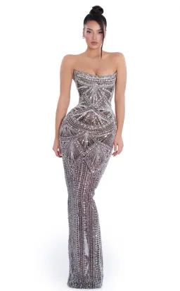 Albina Dyla Stardust Elegance gown in Silver size AU 12 for rent on The Volte - image 1