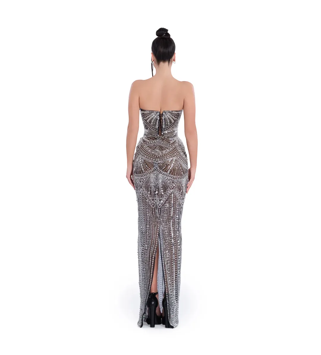 Albina Dyla Stardust Elegance gown in Silver size AU 12 for rent on The Volte - main image