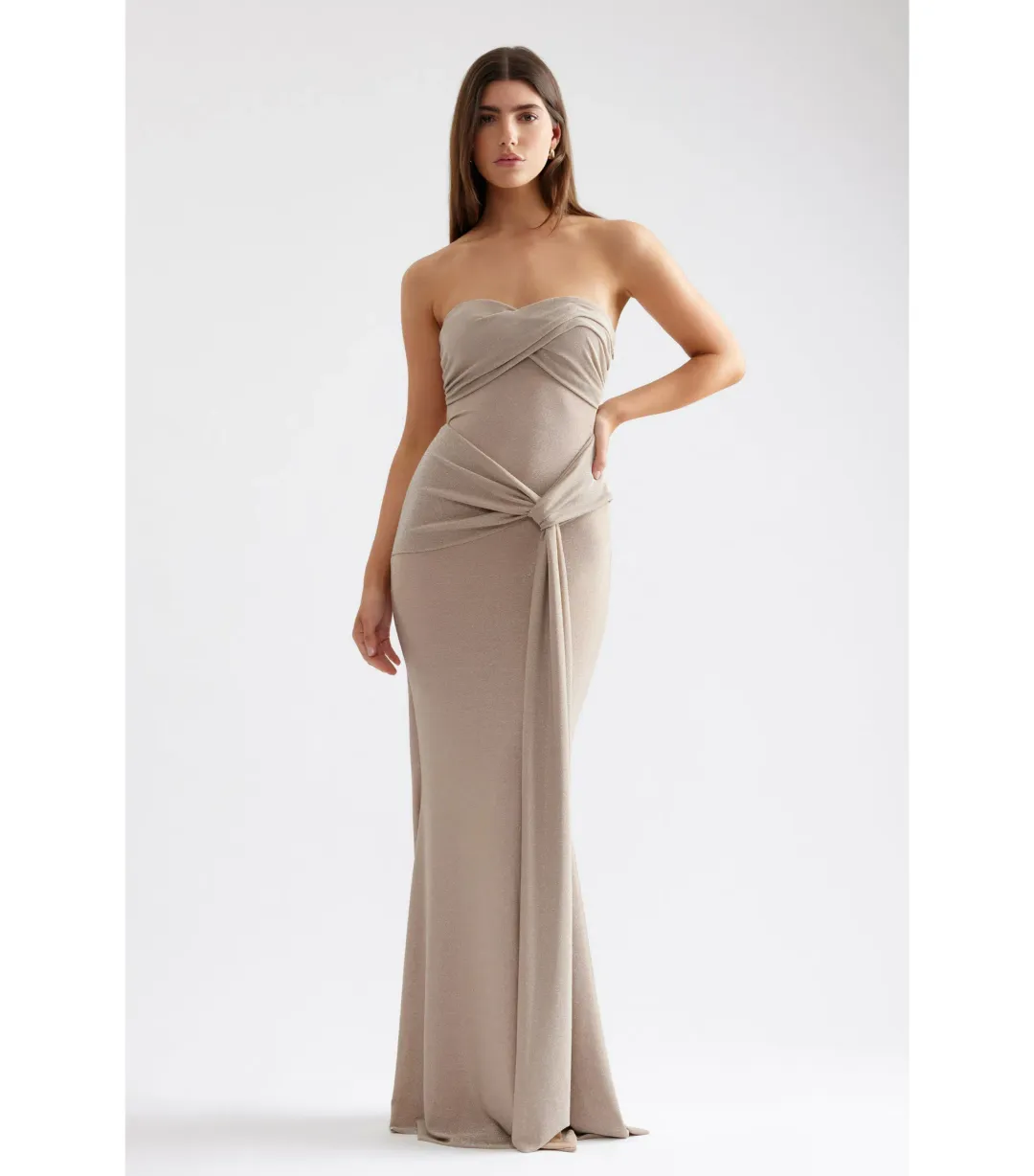 Lexi Tiffany Maxi Dress Champagne Size 6 for rent on The Volte - main image