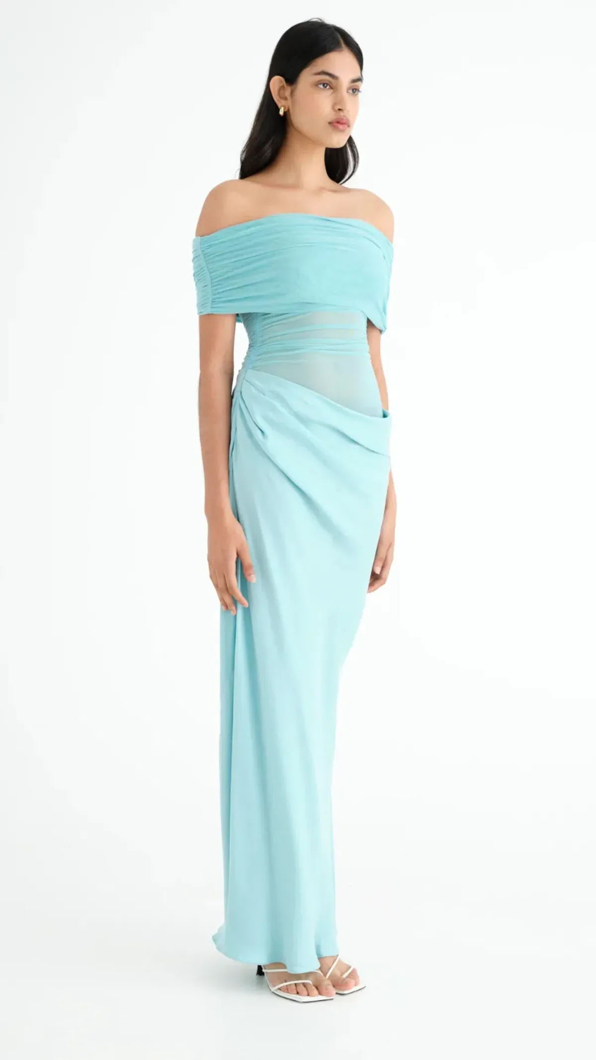 Benni Nico Off Shoulder Maxi Dress in Aquamarine Size AU 12 - Image 2