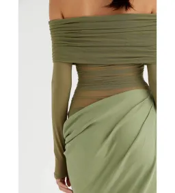 Benni Yasmin Off Shoulder Maxi in Pistachio Size 12 for rent on The Volte - image 4