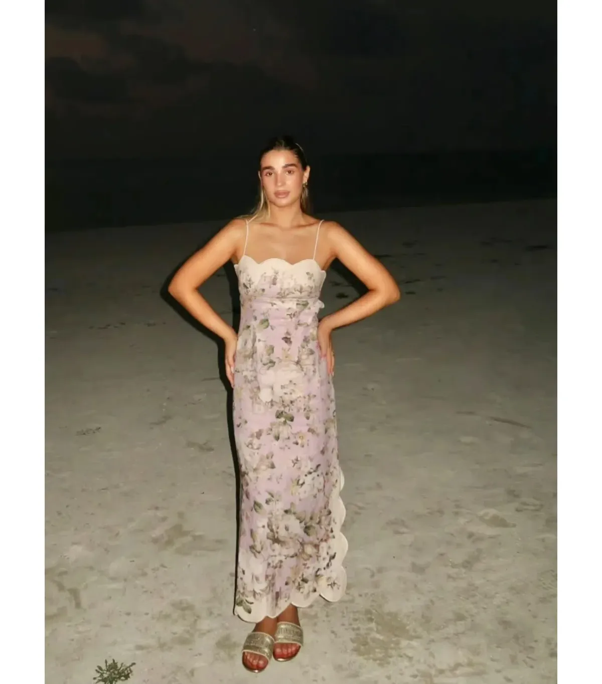 Zimmermann Acacia Scallop Midi Dress Lilac Floral Size 1 / AU 10 - Image 1