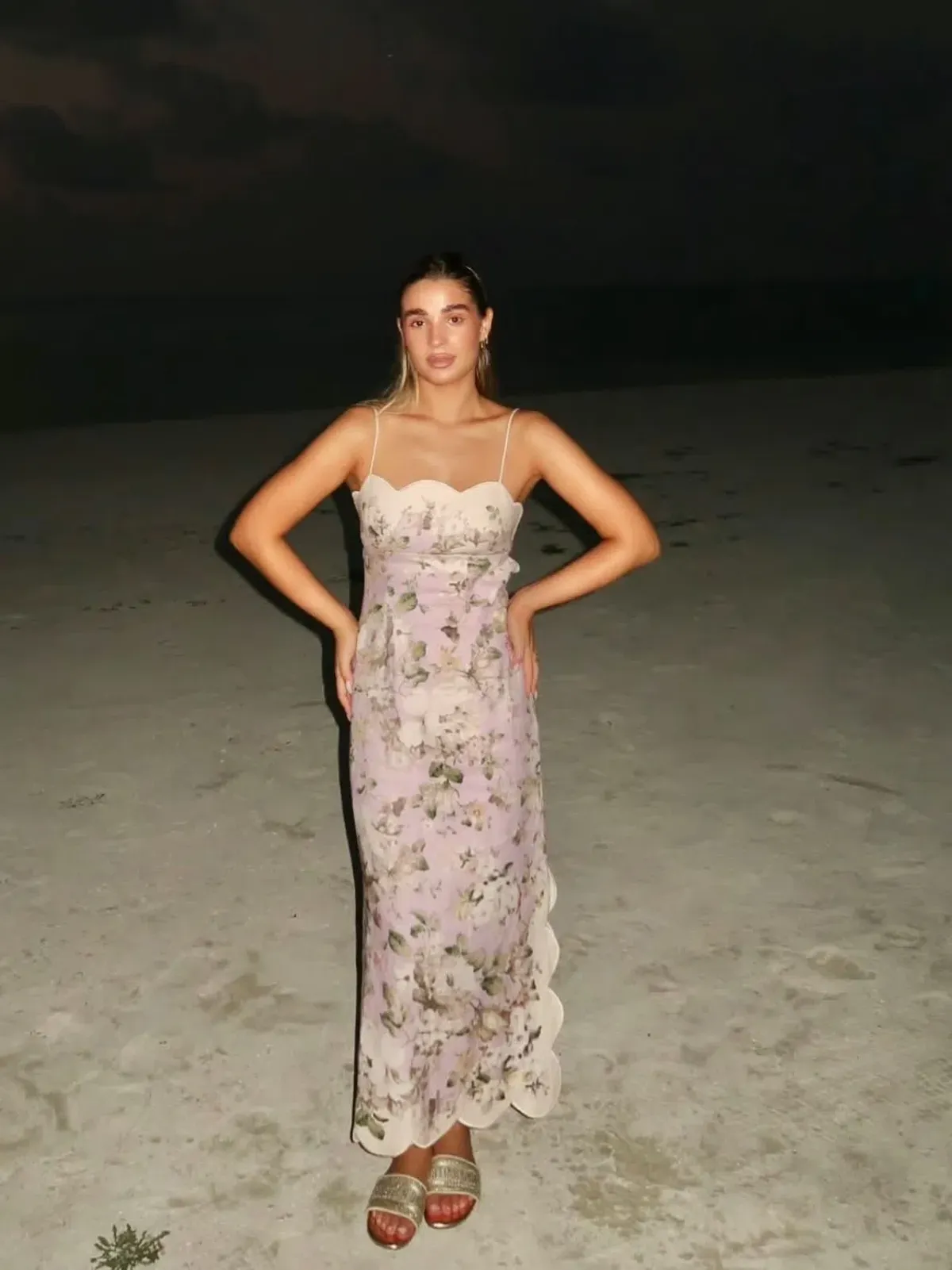 Zimmermann Acacia Scallop Midi Dress in Lilac Floral Size 2 / AU 12 - Image 1