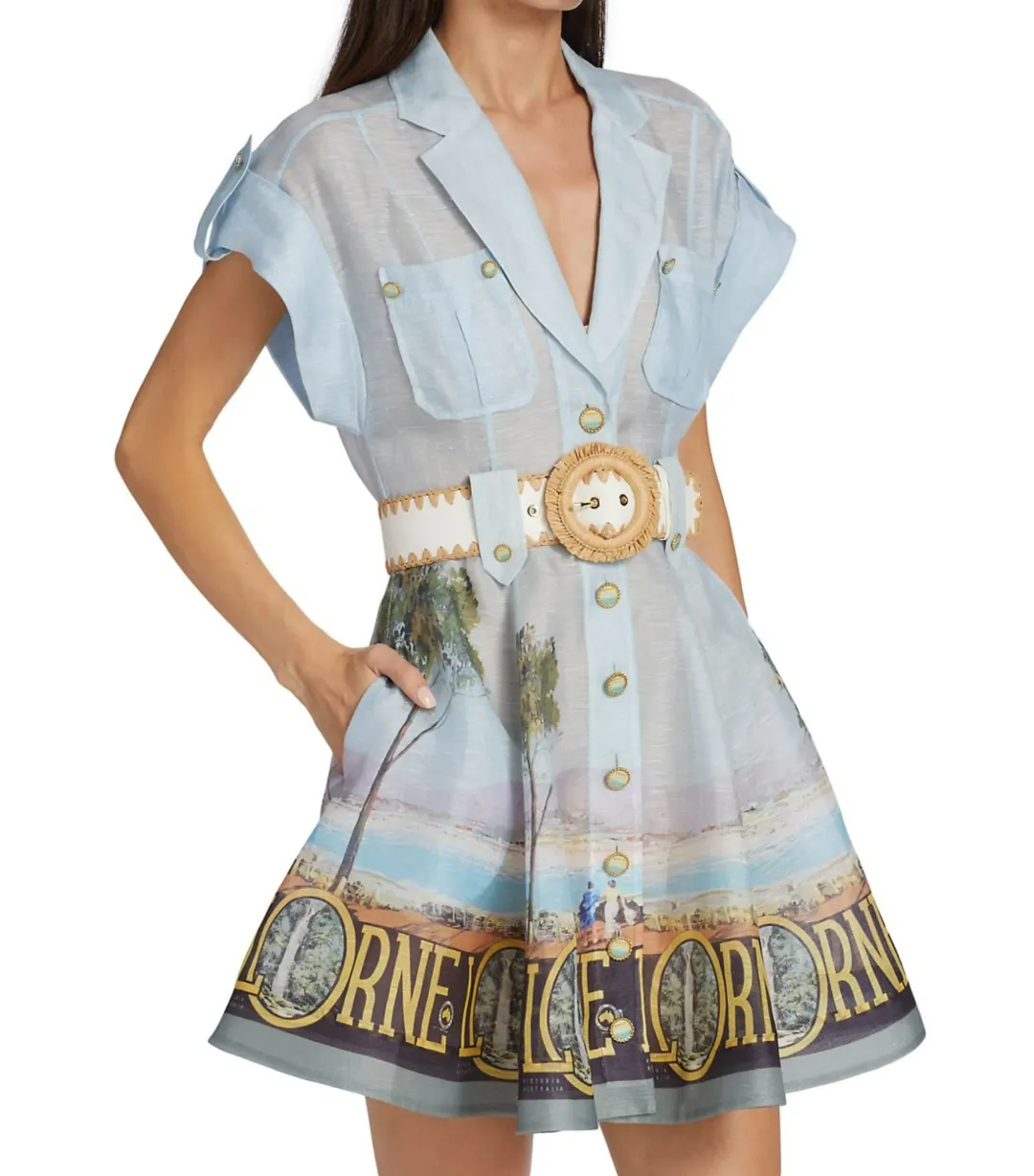 Zimmermann Postcard Shirt Mini Dress in Lorne Print Size 2 / Size AU 12 for rent on The Volte - main image