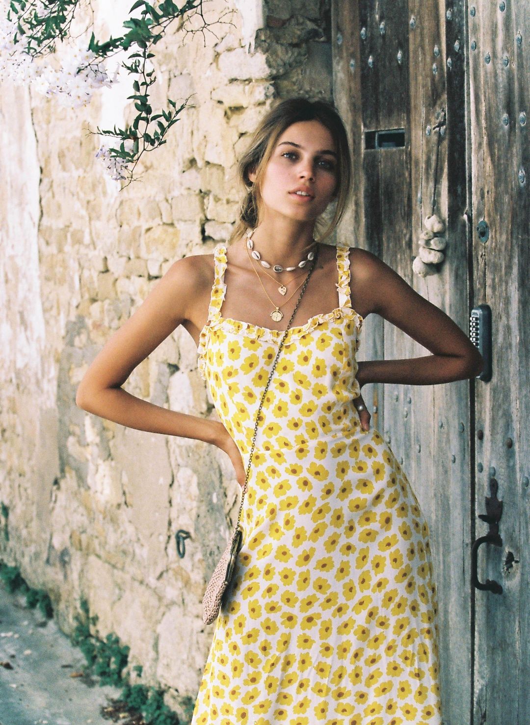 Faithfull the Brand Noemie Midi Dress Constance Floral Print Marigold Size 8 for rent on The Volte - main image