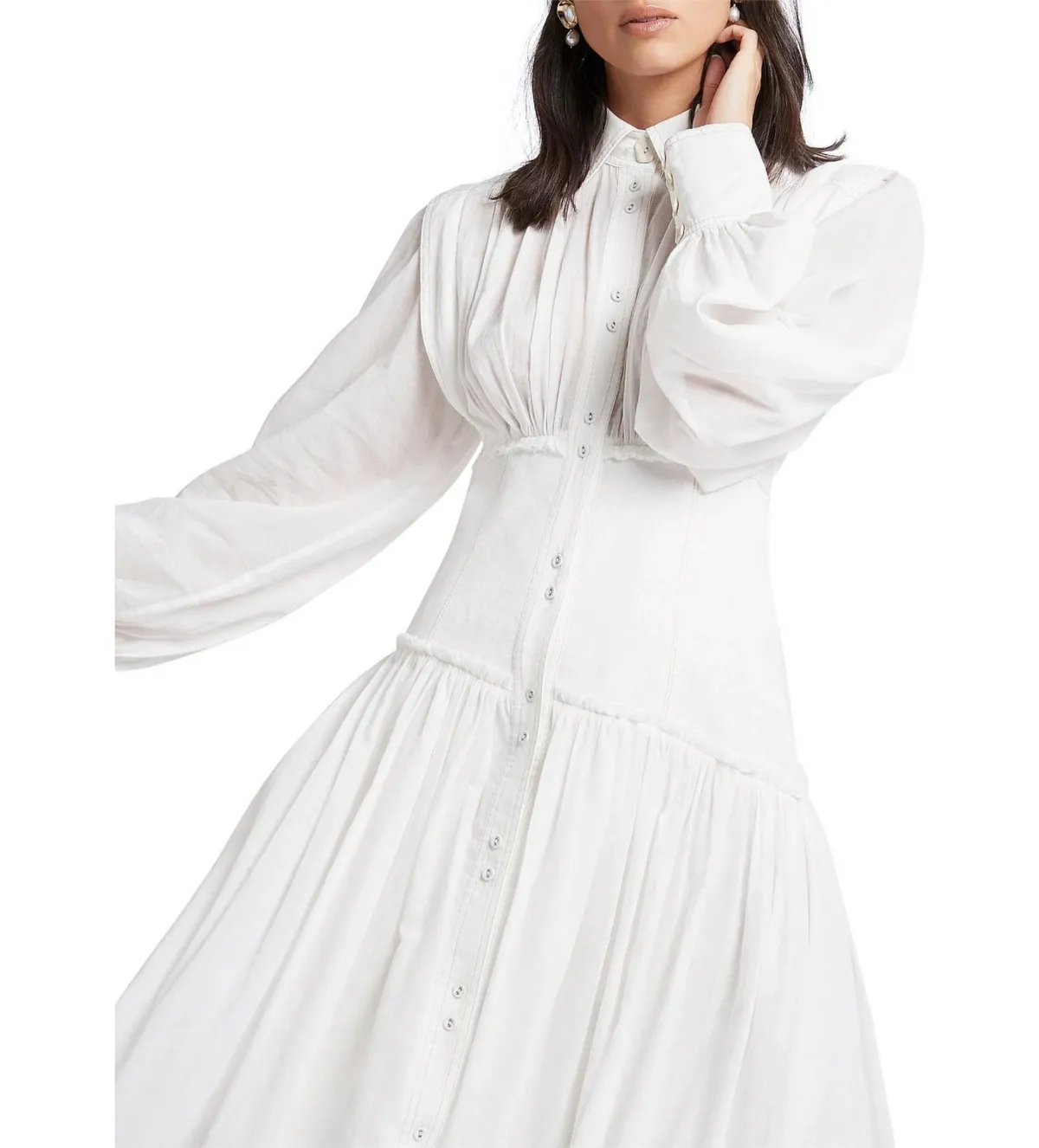 Aje Utopia Long Sleeve Maxi Dress White Size 8 - Image 3