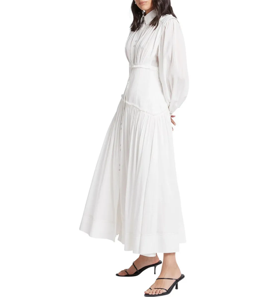 Aje Utopia Long Sleeve Maxi Dress White Size 8 for rent on The Volte - main image