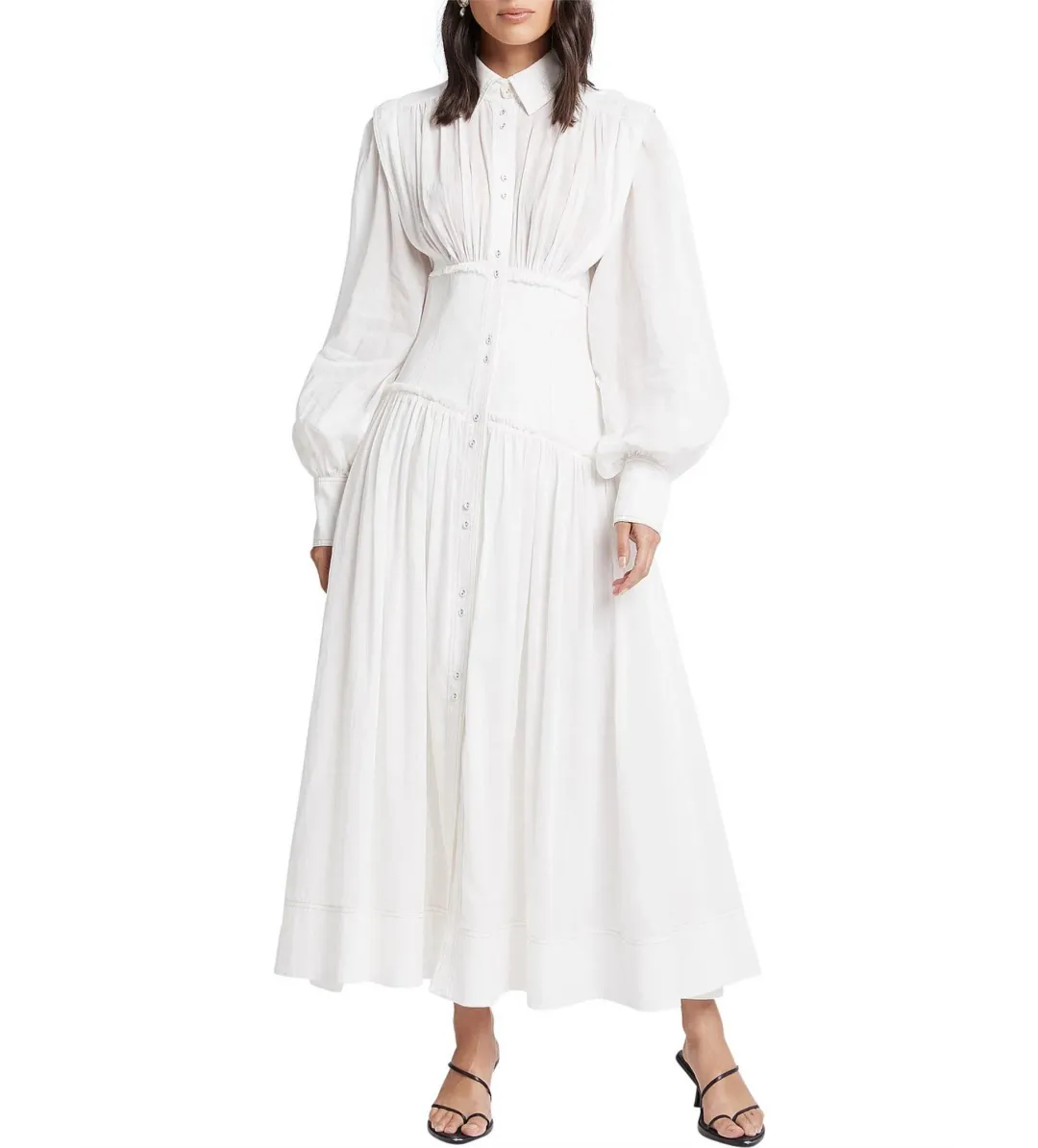Aje Utopia Long Sleeve Maxi Dress White Size 8 for rent on The Volte - main image