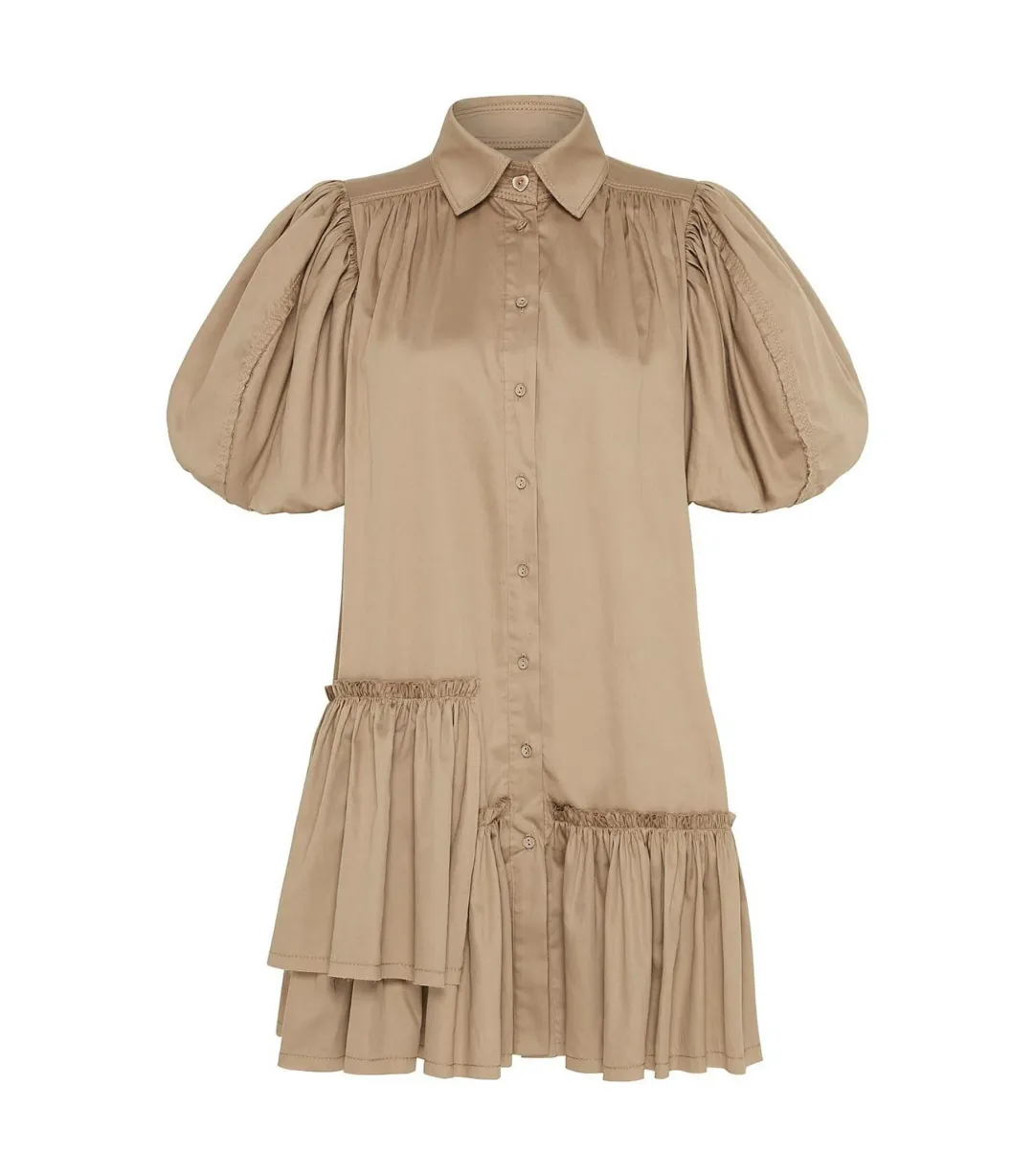 Aje Ambience Puff Sleeve Mini Dress Mocha Size AU 10 for rent on The Volte - main image