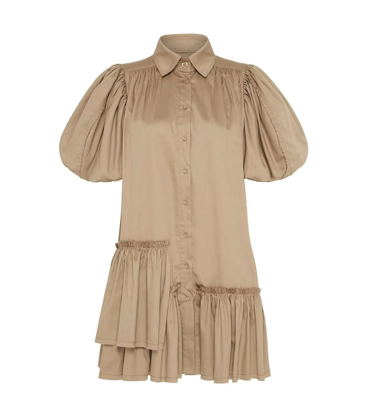 Aje Ambience Puff Sleeve Mini Dress Mocha Size AU 10 - Image 5