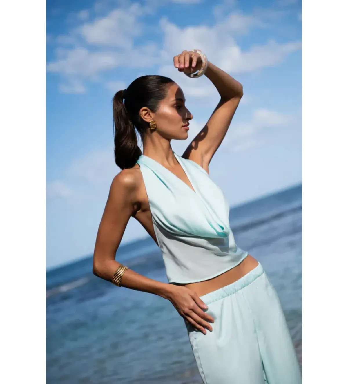 HNTR The Label Isabelle Top & Pants Set Aqua Size XS/AU 6 - Image 3