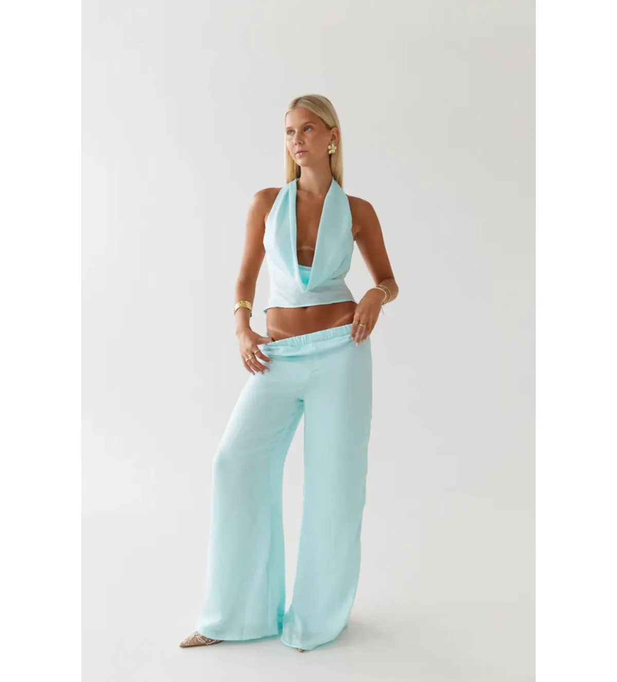 HNTR The Label Isabelle Top & Pants Set Aqua Size XS/AU 6 - Image 1