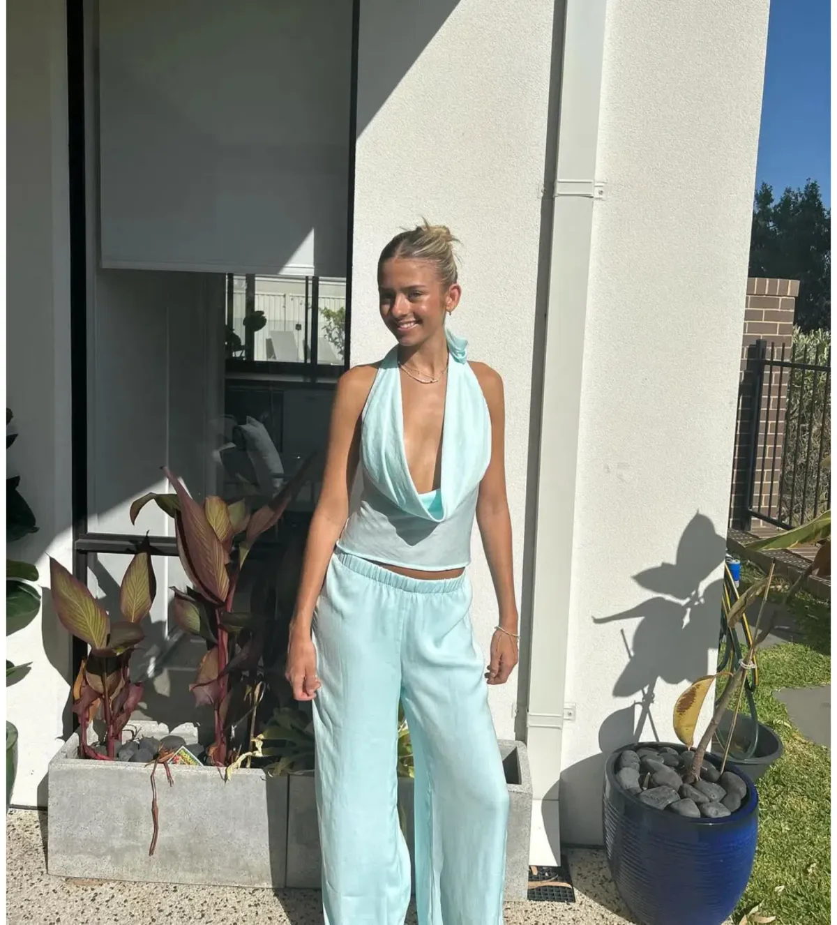 HNTR The Label Isabelle Top & Pants Set Aqua Size XS/AU 6 - Image 2